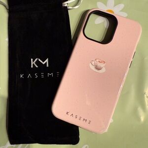 Pink Phone Case with Coffee Cup Design Apple 14ProMax